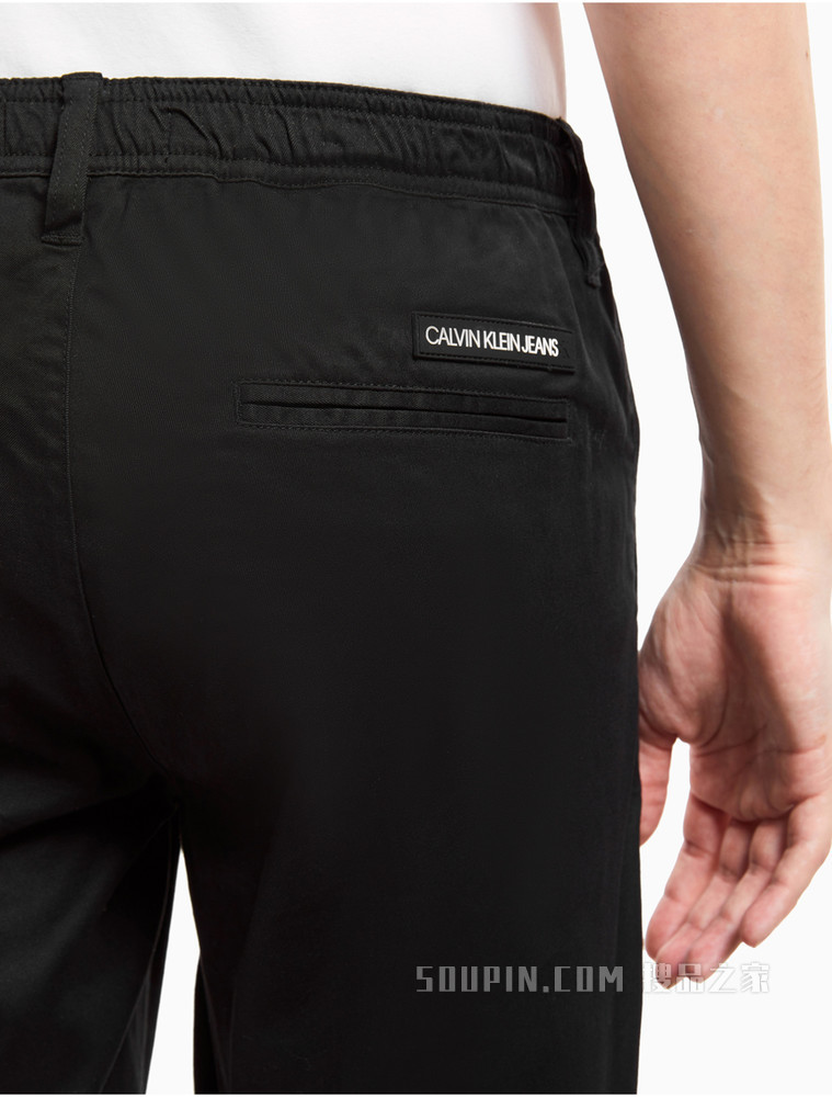 Calvin Klein 男士束脚松紧腰抽绳刺绣LOGO休闲裤J319606