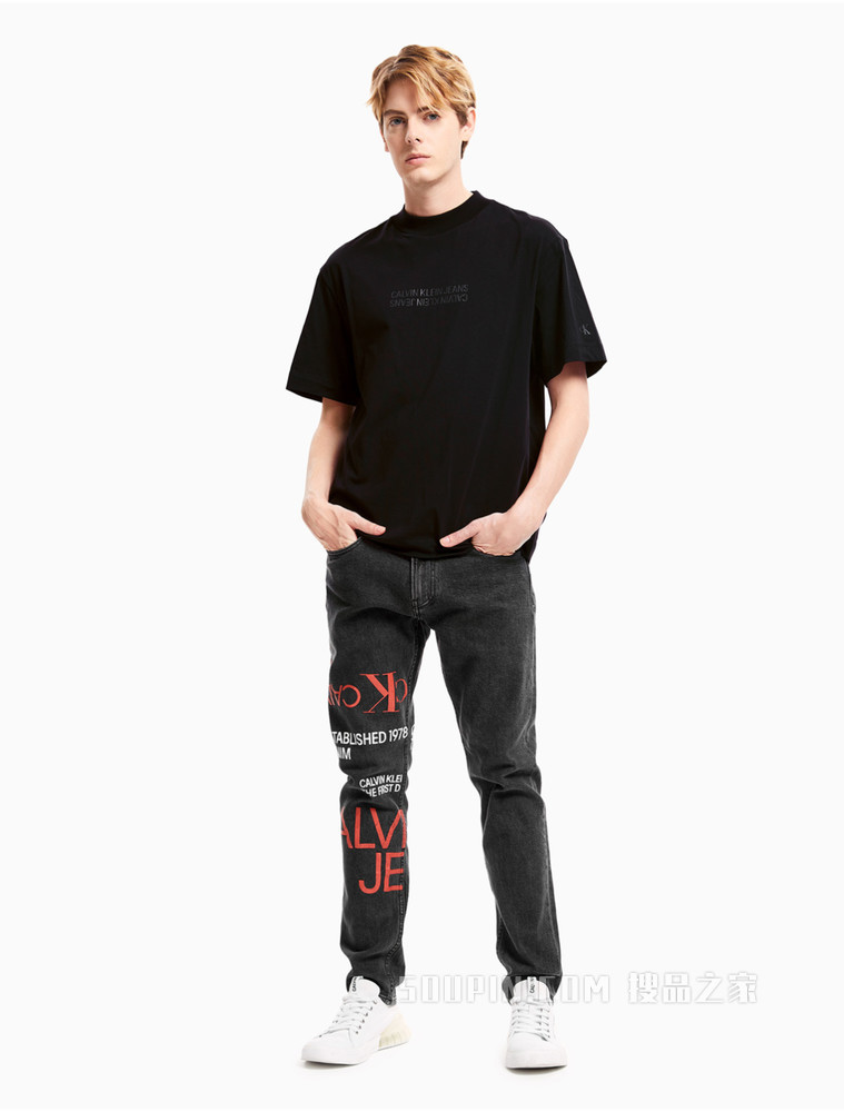 Calvin Klein 男士时尚休闲LOGO印花短袖T恤J319302