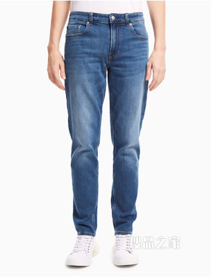 Calvin Klein 男士低腰紧身合体蓝色水洗牛仔裤J319360