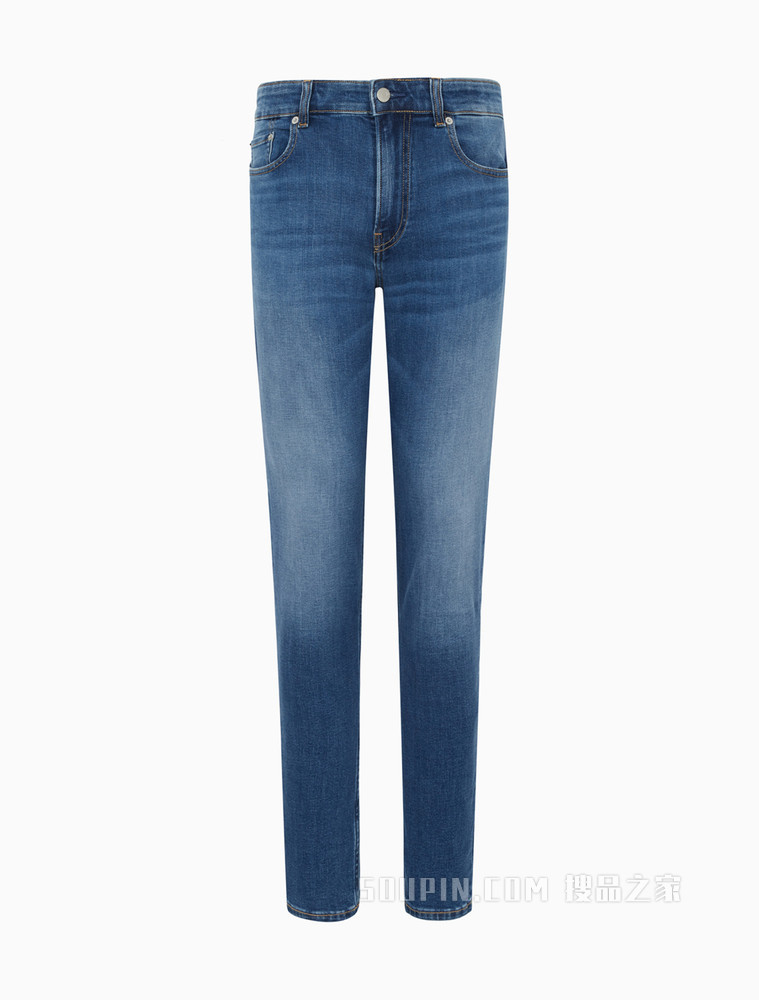 Calvin Klein 男士低腰紧身合体蓝色水洗牛仔裤J319360