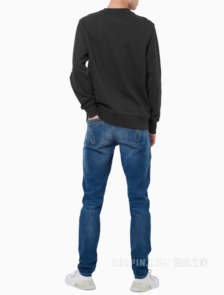 Calvin Klein 男女同款新年红棉质大LOGO印花情侣卫衣J318474