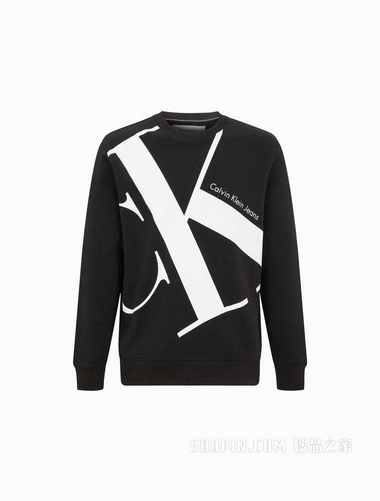 Calvin Klein 男女同款新年红棉质大LOGO印花情侣卫衣J318474