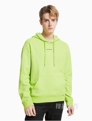 Calvin Klein 男士纯棉抽绳连帽立体LOGO卫衣J317388