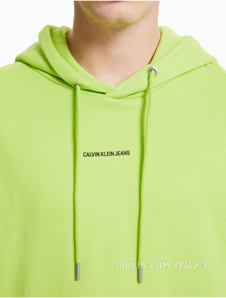 Calvin Klein 男士纯棉抽绳连帽立体LOGO卫衣J317388