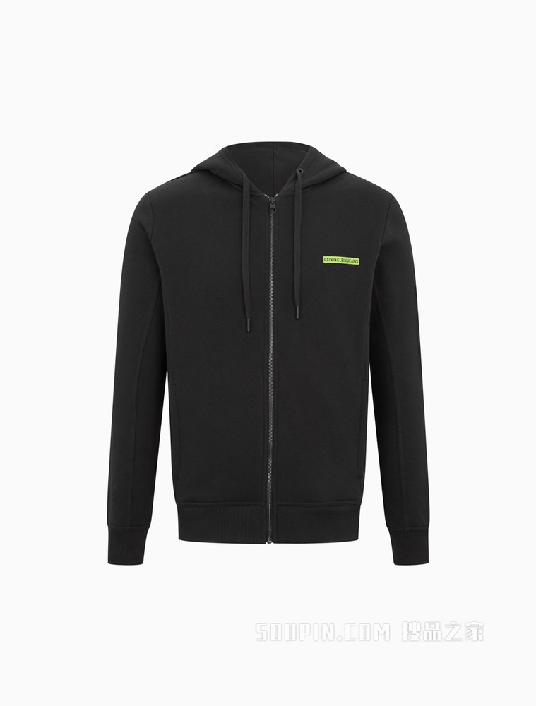 Calvin Klein 男士休闲拉链连帽镂空LOGO加绒卫衣J319362