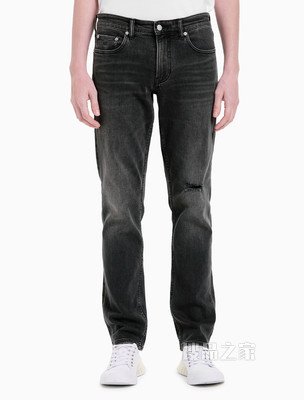 Calvin Klein 男士简约低腰合体破洞牛仔裤J317942