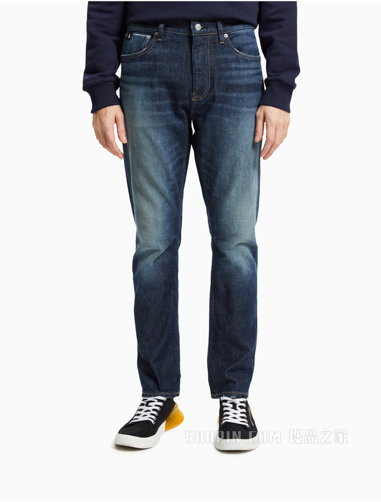 Calvin Klein 男士中腰楔形版型水洗休闲牛仔裤J319341
