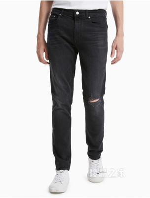 Calvin Klein 男士时尚复古低腰磨白破洞紧身牛仔裤J317943