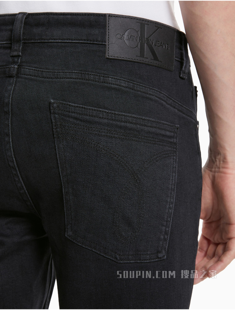 Calvin Klein 男士时尚复古低腰磨白破洞紧身牛仔裤J317943