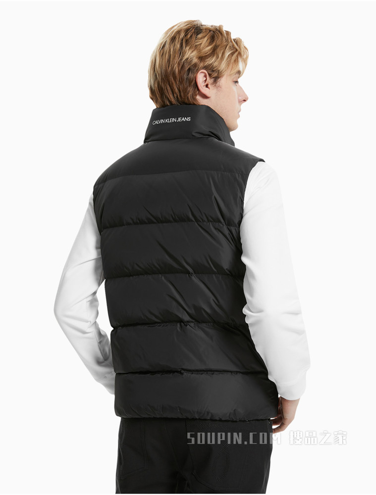 Calvin Klein 男装立领拉链开襟立体无袖羽绒背心J319055