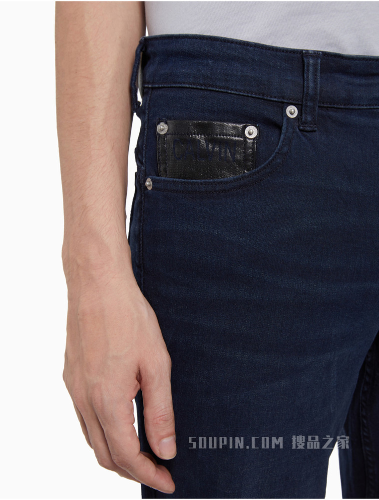Calvin Klein 男装低腰合体修身LOGO零钱袋牛仔裤J319327