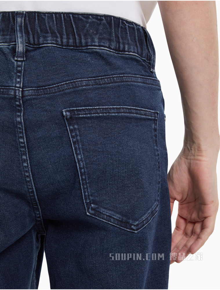 Calvin Klein 男装经典铆钉扣束脚拼色微弹牛仔裤J319325