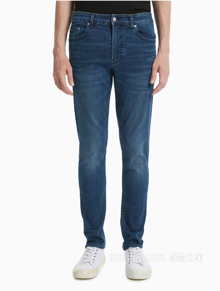 Calvin Klein 男装舒适弹力后腰边LOGO刺绣牛仔裤J319328