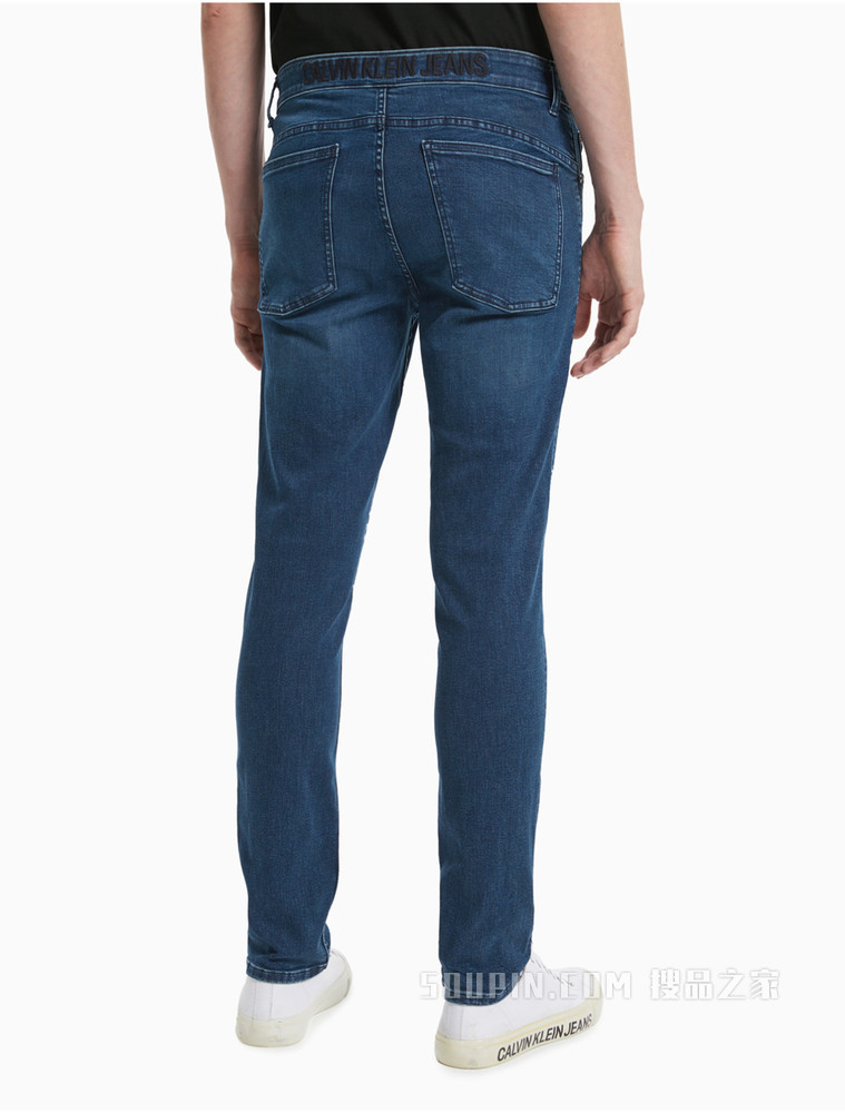 Calvin Klein 男装舒适弹力后腰边LOGO刺绣牛仔裤J319328