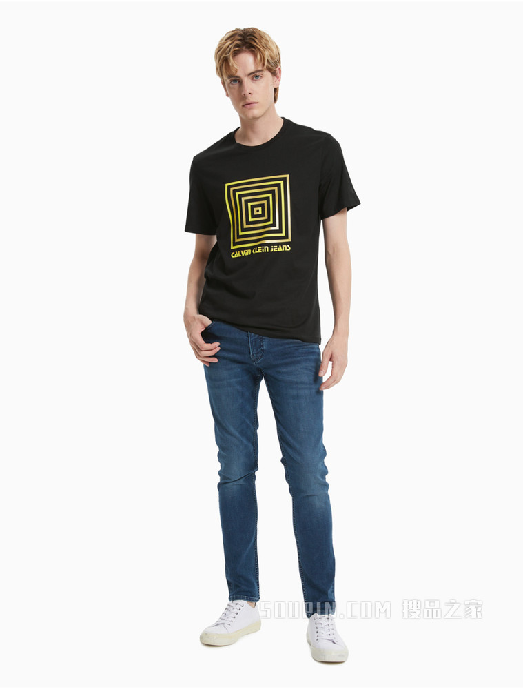 Calvin Klein 男装舒适弹力后腰边LOGO刺绣牛仔裤J319328
