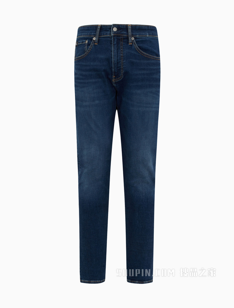 Calvin Klein 男装时尚蓝色水洗LOGO铆钉扣长款牛仔裤J319329