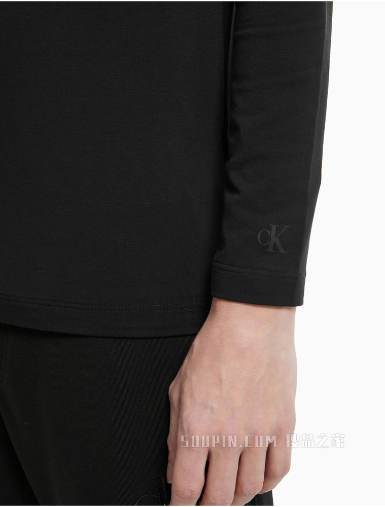 Calvin Klein 男装时尚撞色LOGO印花圆领长袖T恤J319610