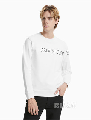 Calvin Klein男装时尚圆领立体感LOGO印花卫衣J319608