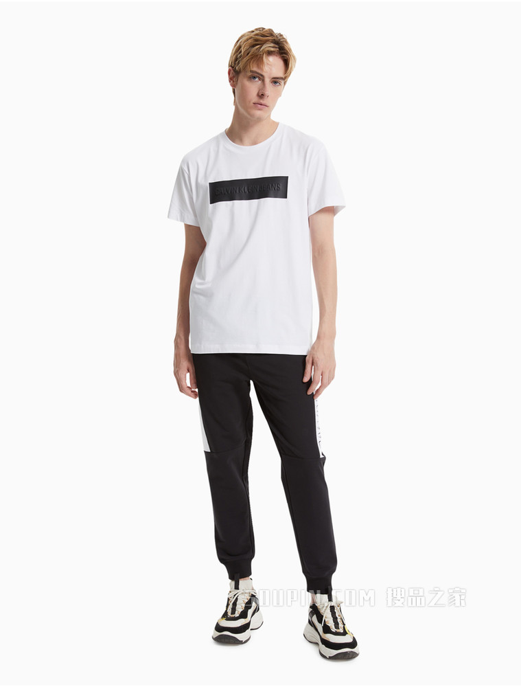 Calvin Klein 男装时尚休闲LOGO印花针织束脚长裤J319604