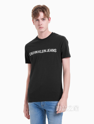 Calvin Klein 男装时尚简约圆领LOGO印花短袖T恤 J318045