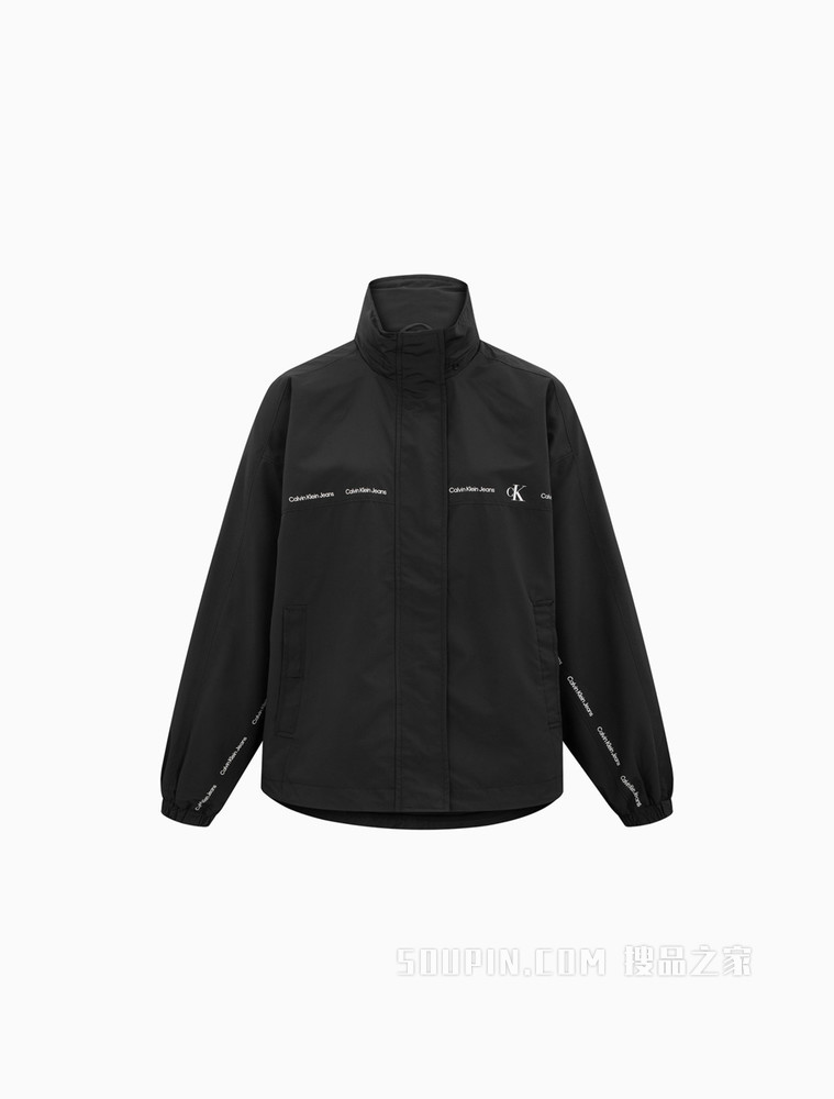 Calvin Klein 女士拉链立领印花LOGO单夹克外套J218468