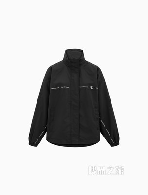 Calvin Klein 女士拉链立领印花LOGO单夹克外套J218468