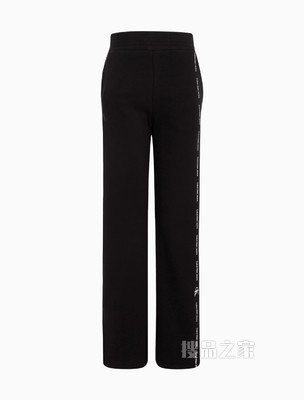 Calvin Klein 女士直筒开叉印花LOGO针织休闲裤J218467