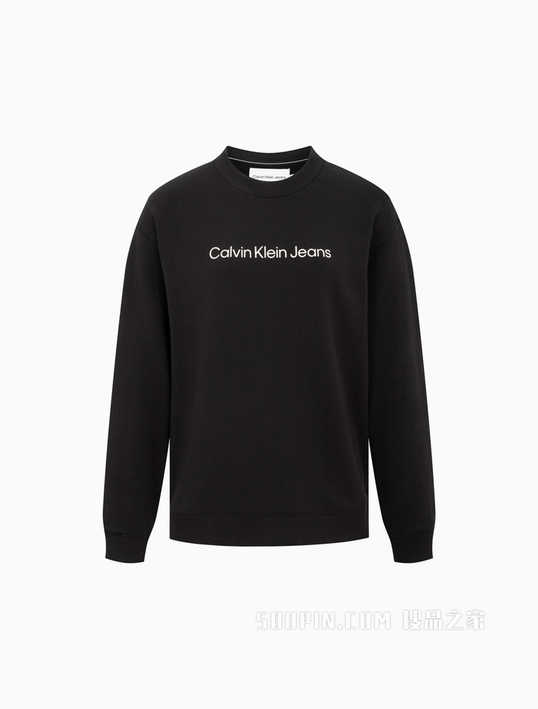 Calvin Klein 女士简约圆领纯棉刺绣LOGO卫衣J217953