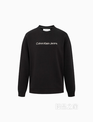 Calvin Klein 女士简约圆领纯棉刺绣LOGO卫衣J217953
