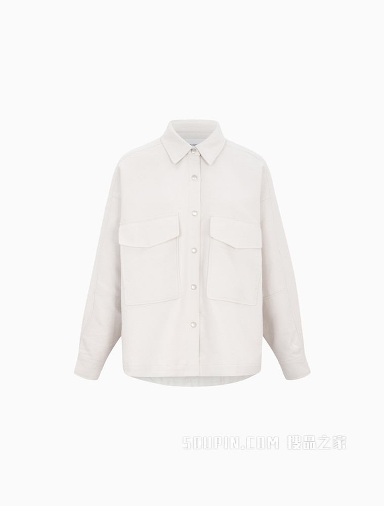 Calvin Klein 女士工装风翻领口袋刺绣夹克外套J217790