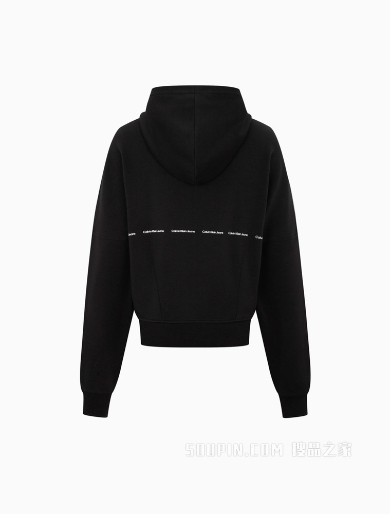 Calvin Klein 女士简约连帽印花LOGO拉链开衫卫衣J217735