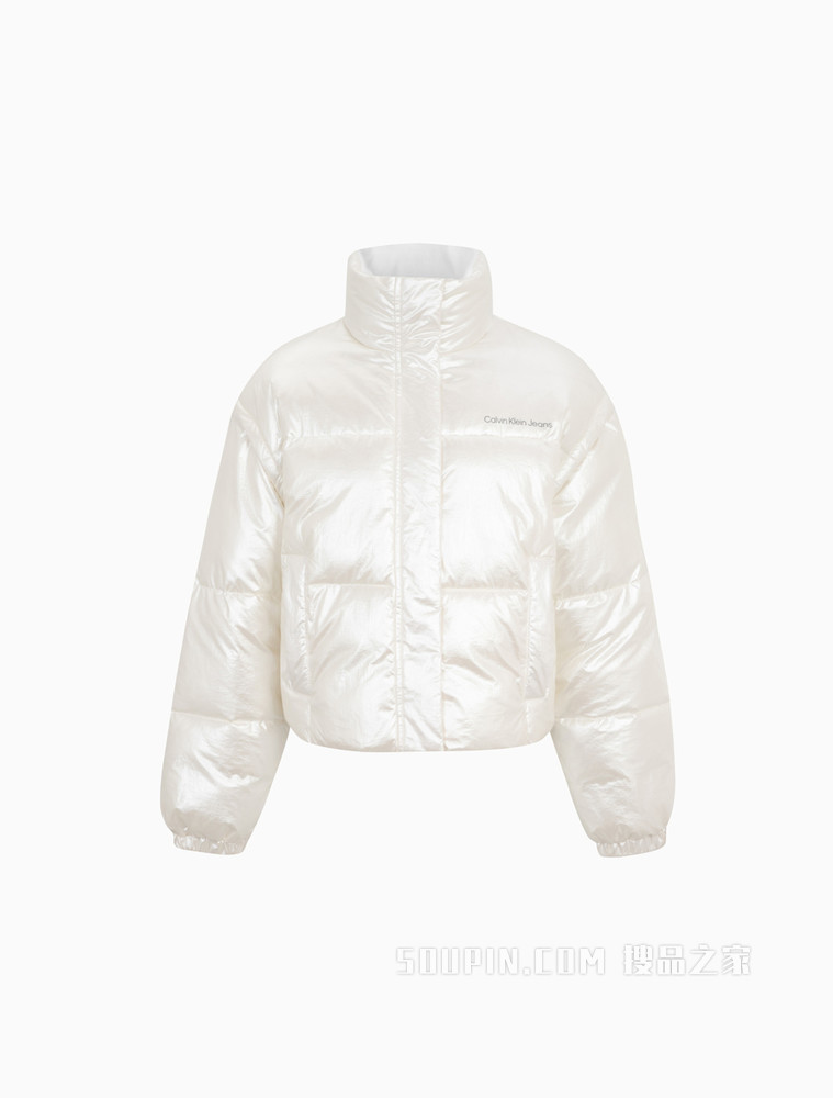 Calvin Klein 女士拉链立领保暖夹棉短款外套J217708