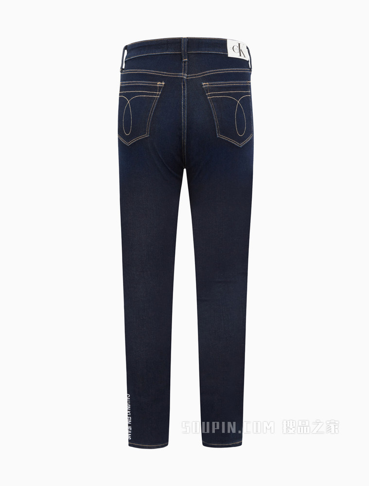 Calvin Klein女装舒适羊绒混纺紧身高腰九分牛仔裤J218449