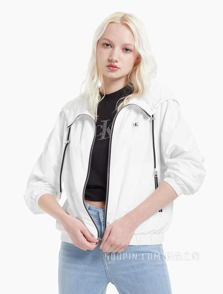 Calvin Klein 女装时尚连帽简约拉链长袖单夹克J216168