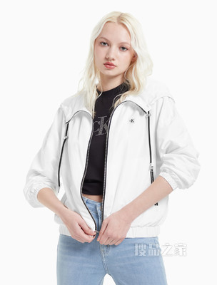 Calvin Klein 女装时尚连帽简约拉链长袖单夹克J216168