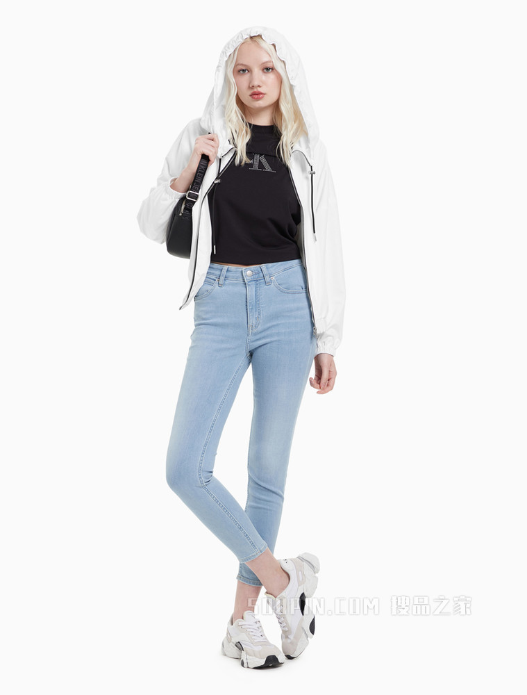 Calvin Klein 女装时尚连帽简约拉链长袖单夹克J216168