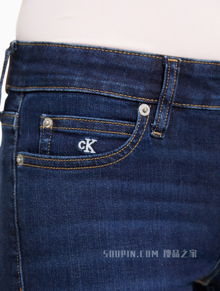 Calvin Klein 女士中腰紧身刺绣LOGO弹力小脚牛仔裤J216028