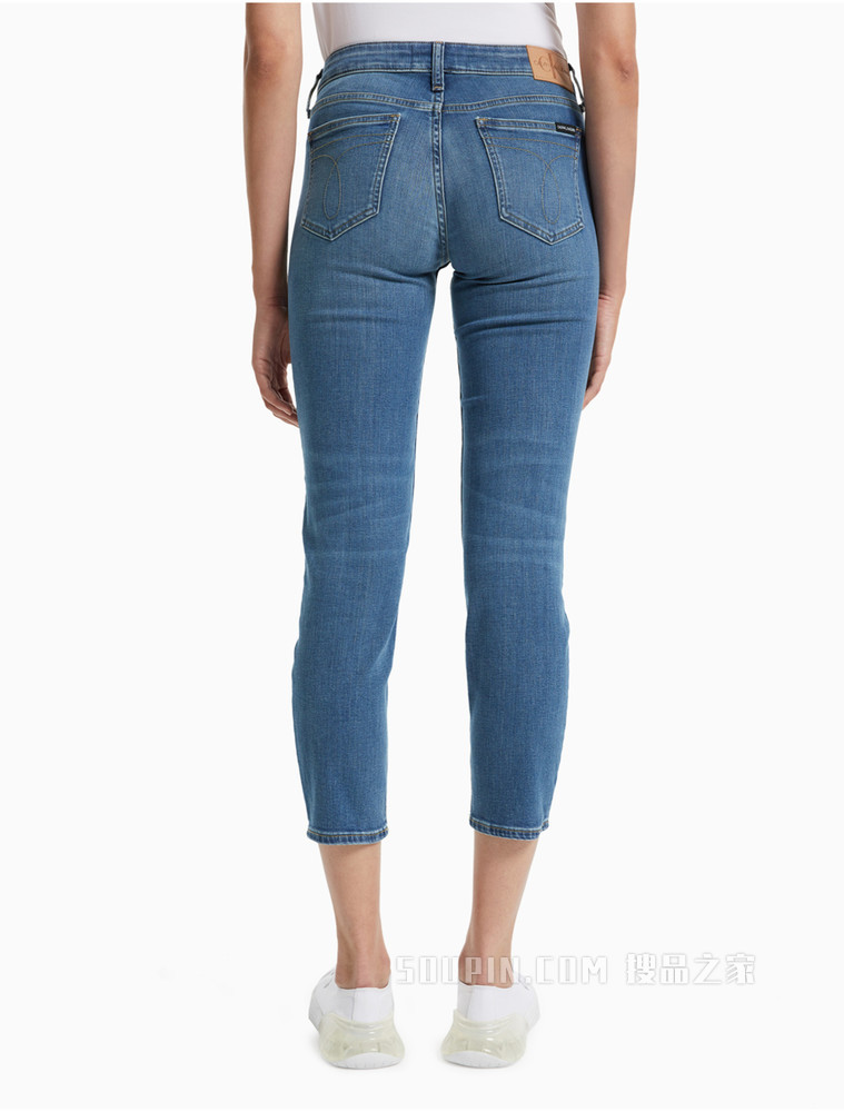 Calvin Klein 女士低腰款时尚水洗磨白猫须修身牛仔裤J216029