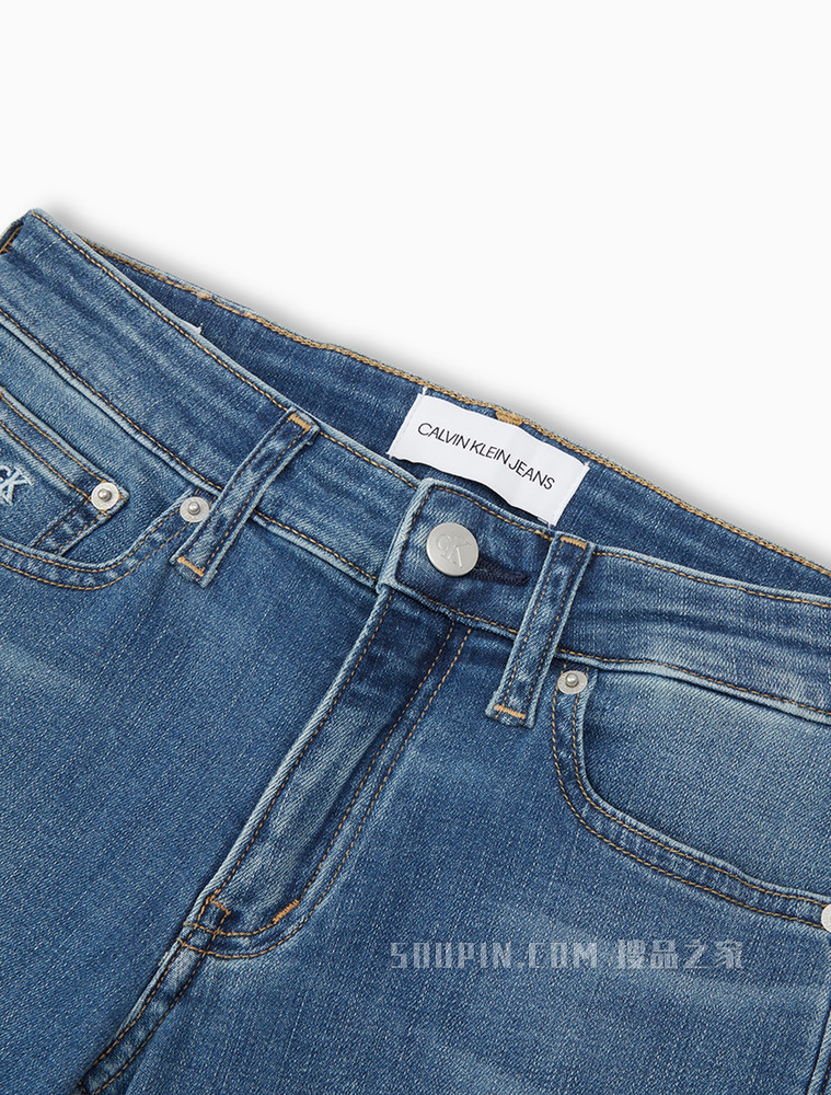 Calvin Klein 女士低腰款时尚水洗磨白猫须修身牛仔裤J216029