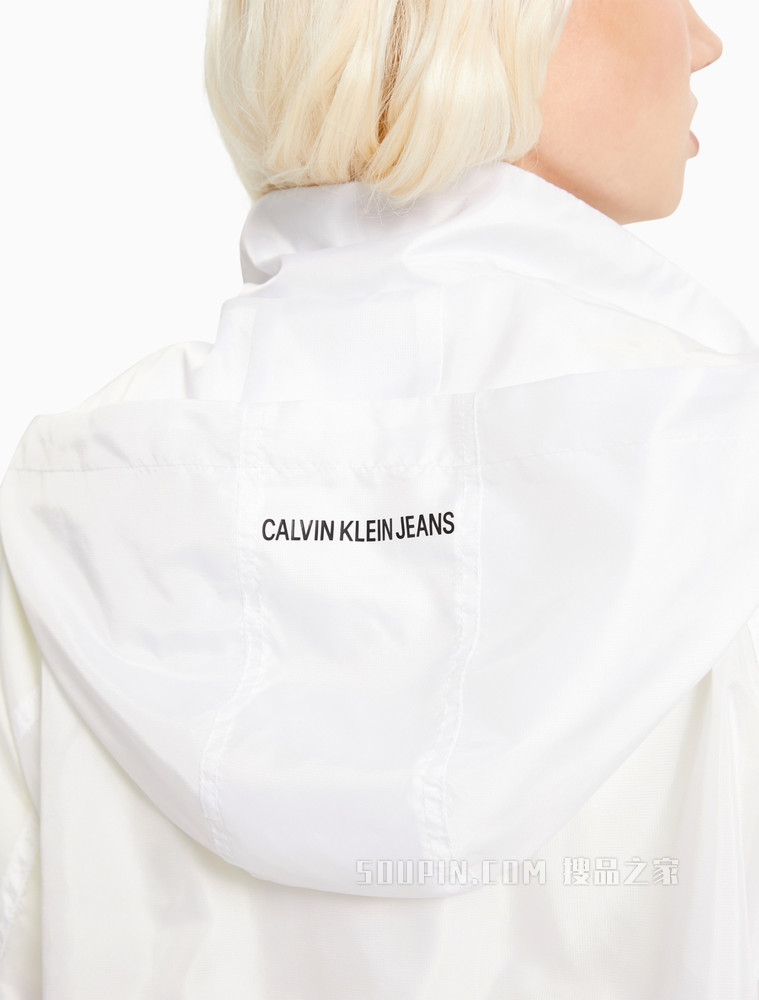Calvin Klein 女装运动连帽抽绳收腰印花单夹克外套J216115