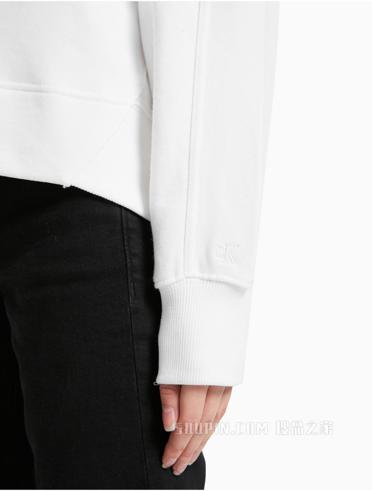 Calvin Klein 女士纯棉圆领立体胶质LOGO卫衣J215463