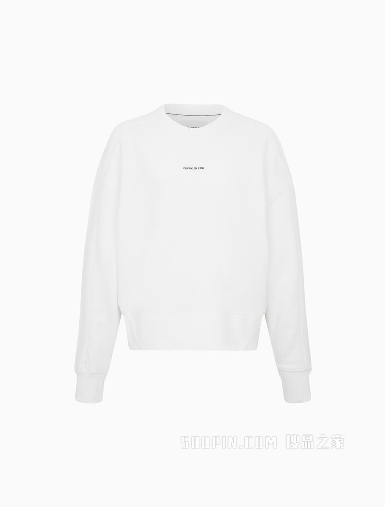 Calvin Klein 女士纯棉圆领立体胶质LOGO卫衣J215463