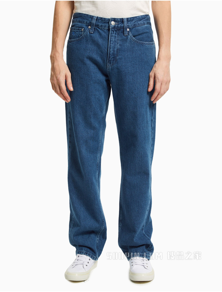 Calvin Klein 男士复古中腰直筒宽松刺绣牛仔裤J320584