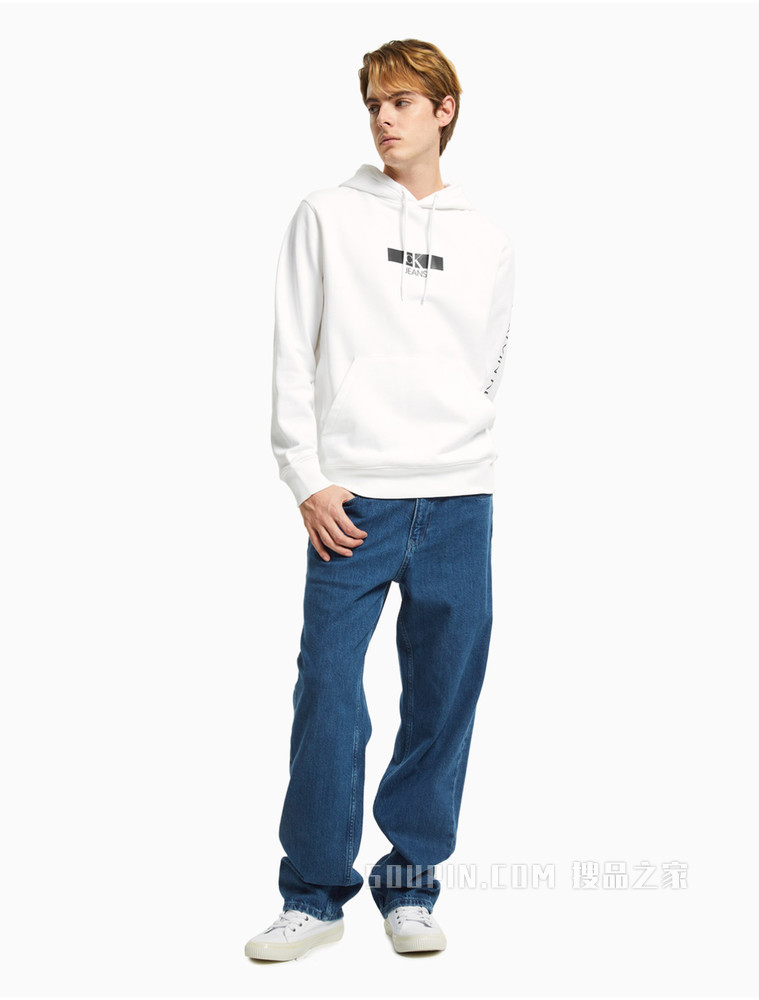 Calvin Klein 男士复古中腰直筒宽松刺绣牛仔裤J320584