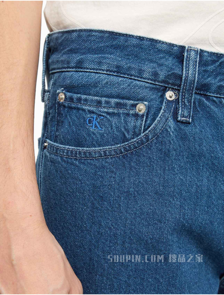 Calvin Klein 男士复古中腰直筒宽松刺绣牛仔裤J320584