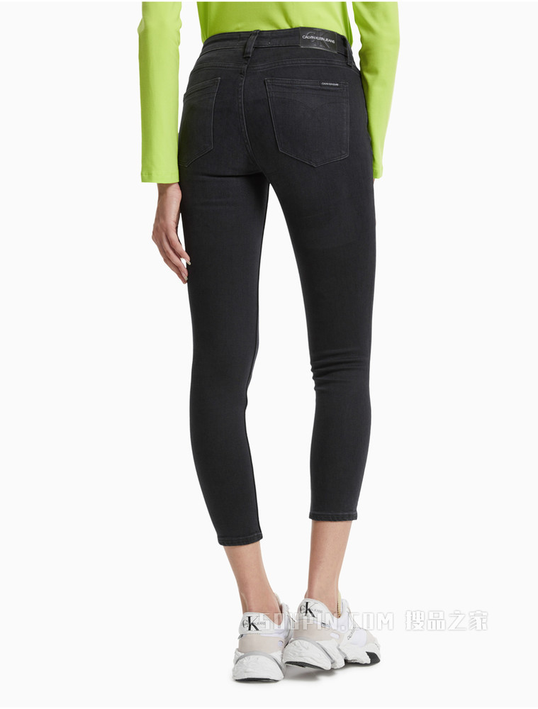 Calvin Klein女士黑色合体透气牛仔裤J216034