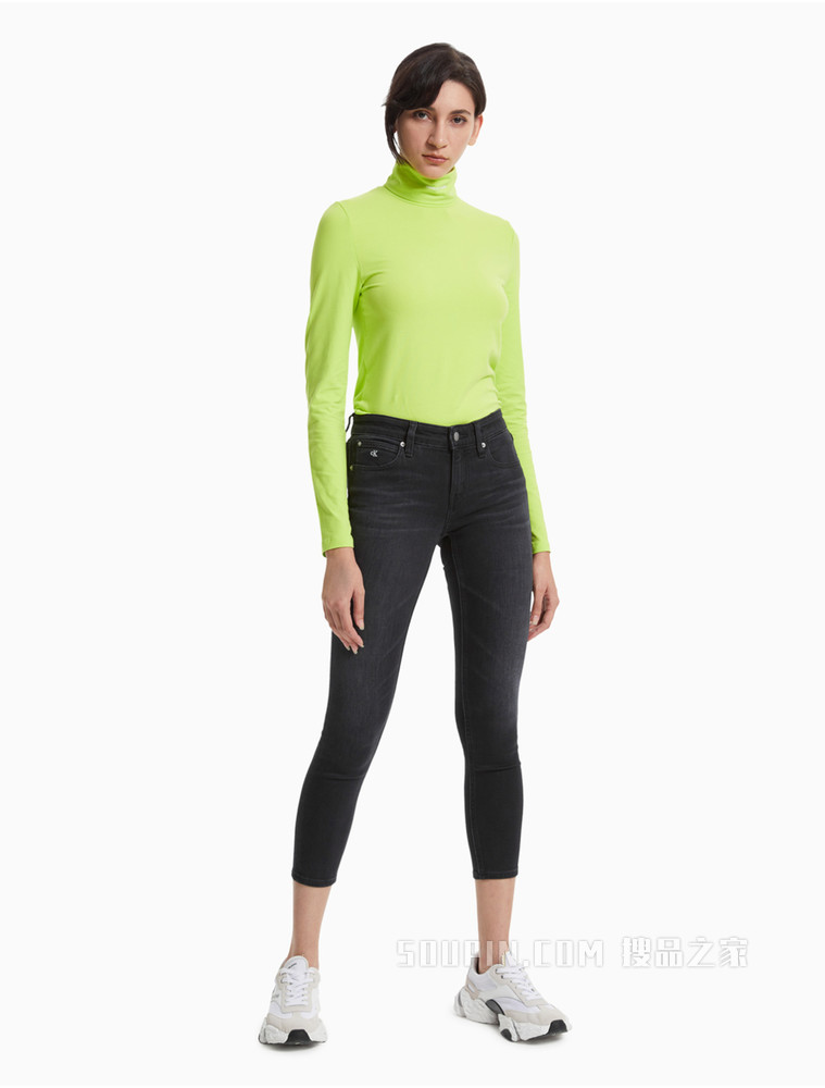 Calvin Klein女士黑色合体透气牛仔裤J216034