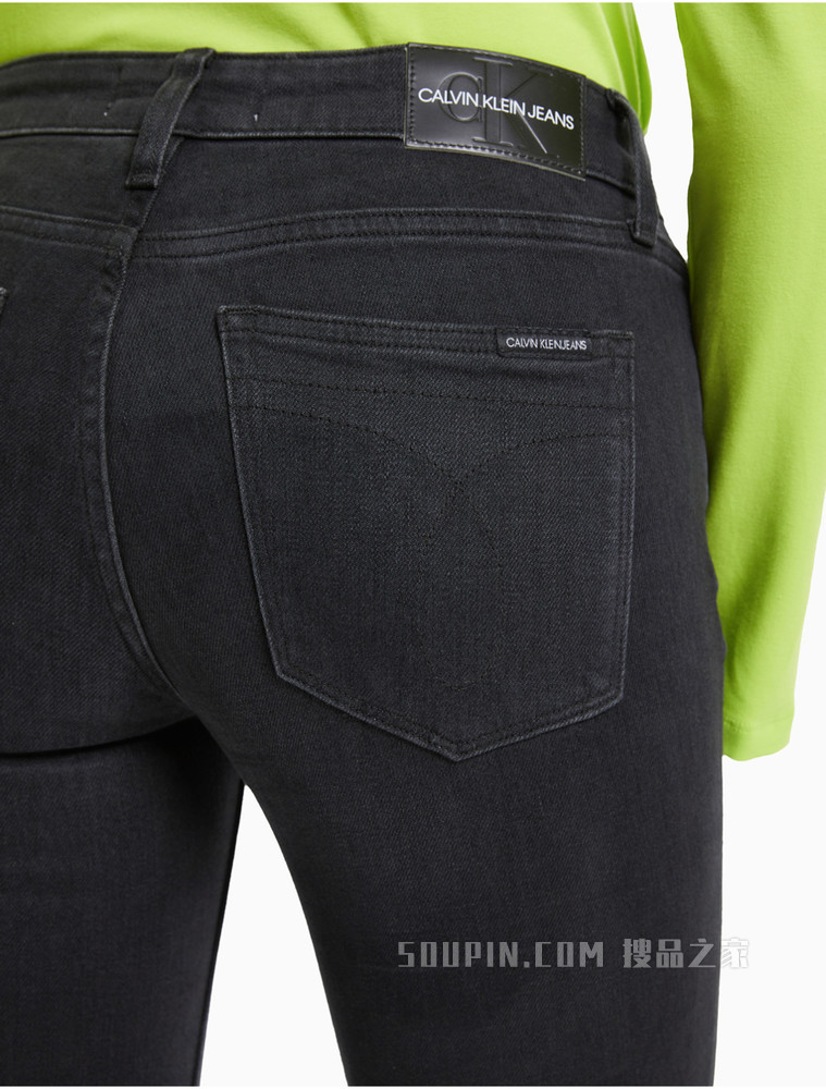 Calvin Klein女士黑色合体透气牛仔裤J216034