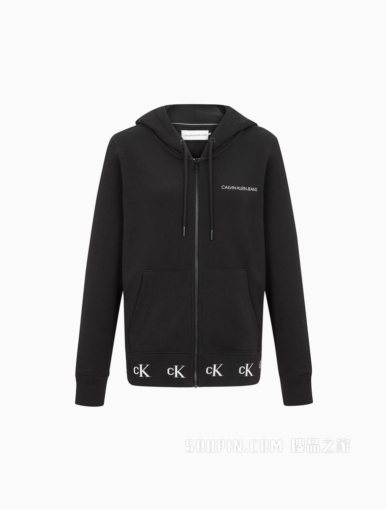 Calvin Klein 女装时尚简约果冻胶LOGO休闲连帽卫衣 J215222