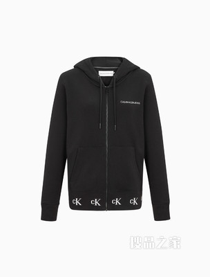 Calvin Klein 女装时尚简约果冻胶LOGO休闲连帽卫衣 J215222